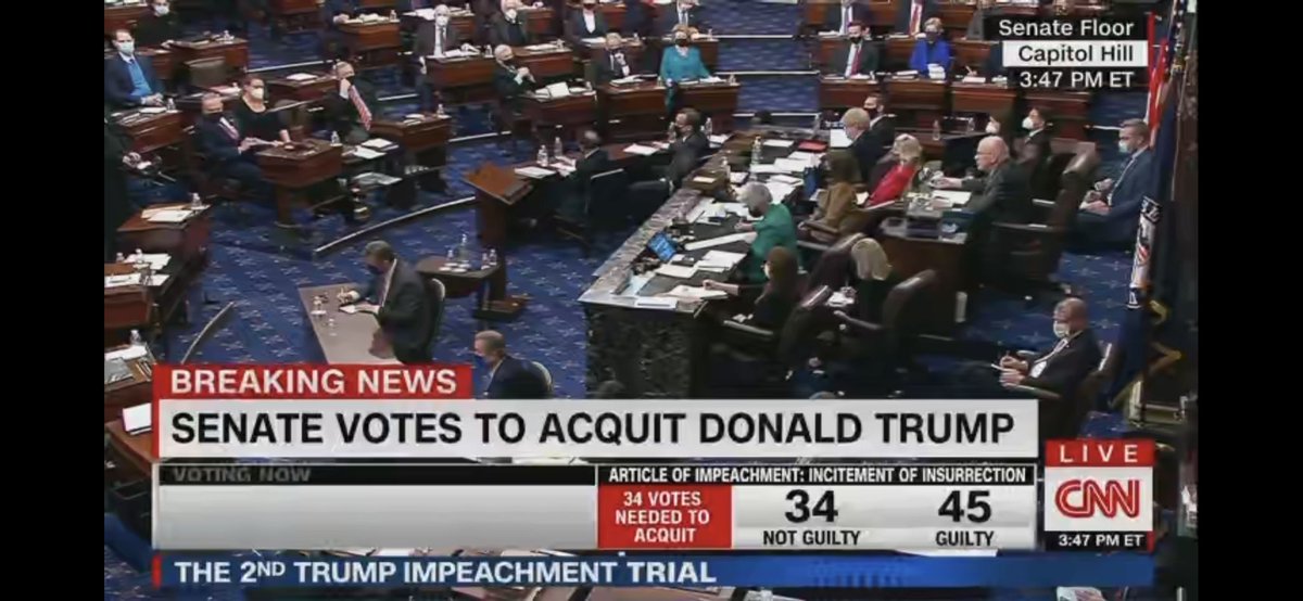 BREAKING: Gutless pathetic Republican senators acquit Donald Trump in his latest impeachment trial despite knowing he’s guilty as sin. 👎