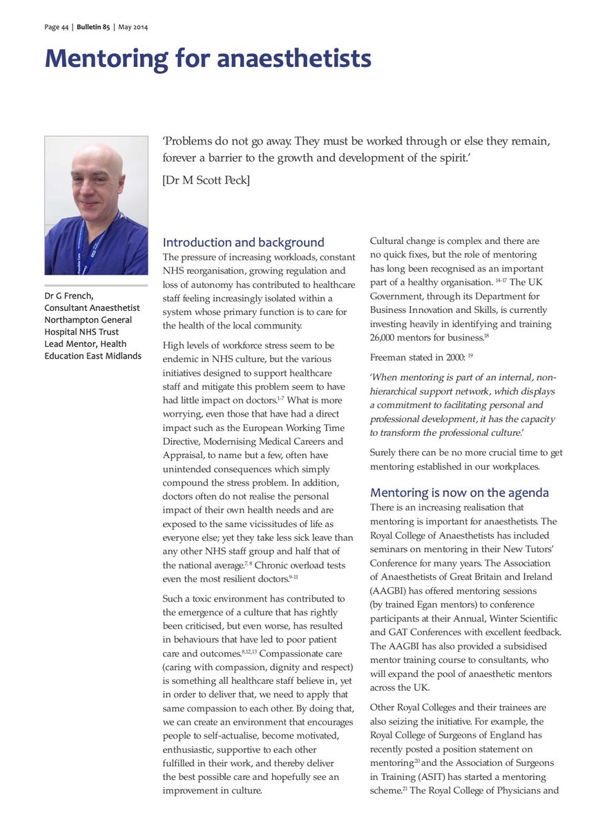 "Cultural change is complex and there are no quick fixes, but the role of mentoring has long been recognised as an important part of a healthy organisation." Check out what  @gordonwgfrench, Consultant Anaesthetist at NGH, has to say about mentoring in the NHS