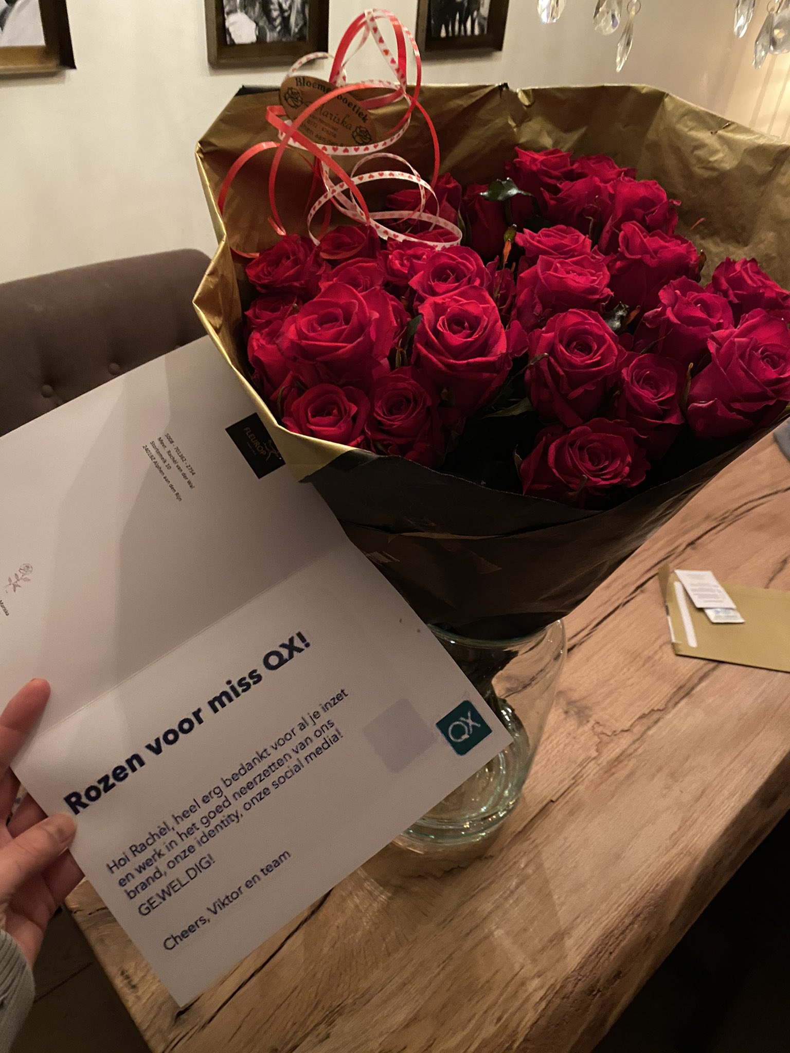Rachel van der Wal on X: This is so sweet! @Qxperts_io received flowers  today because of building our #Qxperts brand! 💚 I thought my boyfriend  bought them, but this was even more