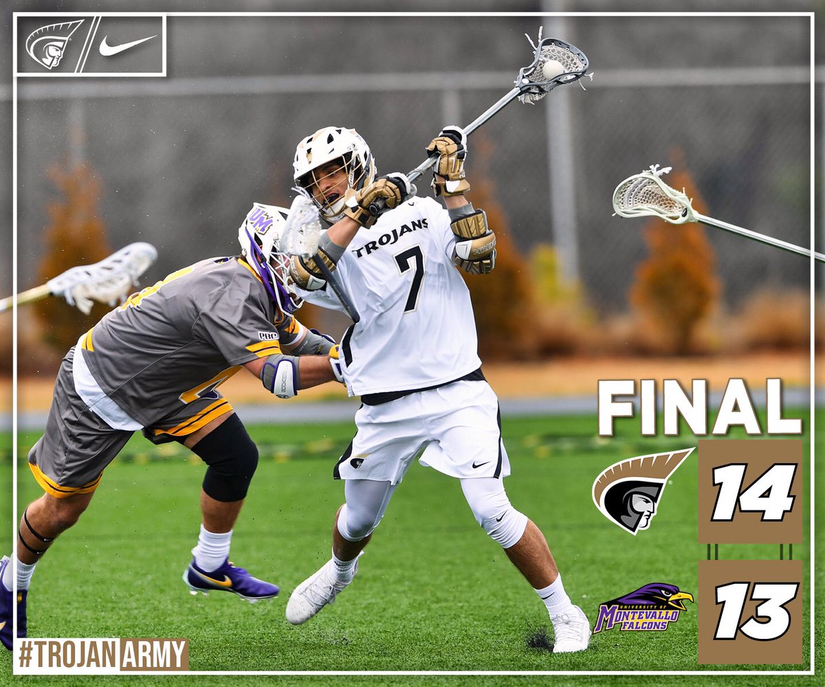 AUTrojans's tweet photo. One To Remember • In their inaugural game, the Trojans walk it off in sudden death overtime to earn their first win in program history! LET’S GO! #TrojanArmy #GoldStandard #MakinItHappen @autrojansmlax https://t.co/teN93ta37r