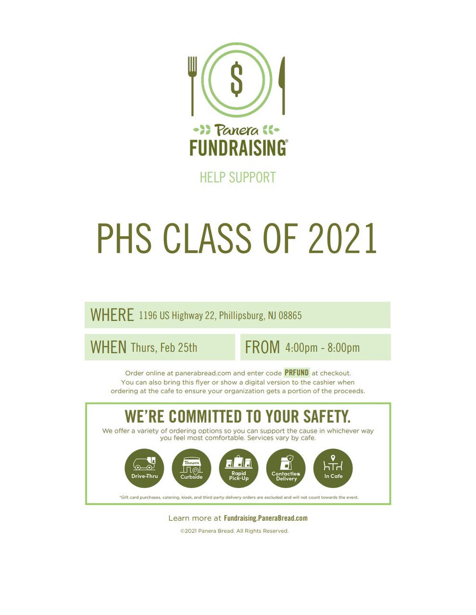 Pburg_Class2021's tweet photo. Howdy Class of 2021! We are going to be having a Panera Fundraiser on Thursday, February 25th from 4-8 pm. Be sure to come support your class and enjoy a great meal. 20% of proceeds go to our class, so spread the word! @statelinerphs https://t.co/QokrlrSCk1