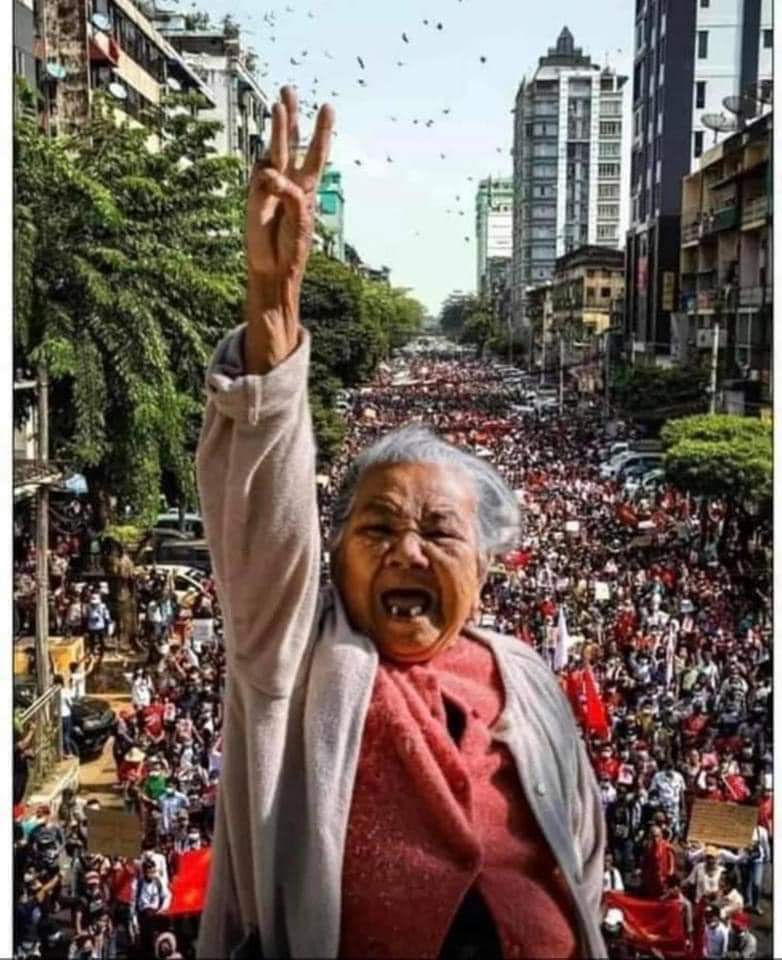 This photo show how much people love and fight for democracy and for our leader Aung San Suu Kyi❤️