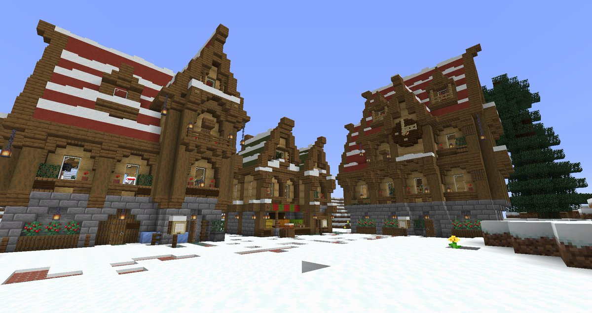 むゆみ 司書さん用に本屋さん建てました シルバニアファミリーっぽい笑 真ん中の変なやつは時計のつもり 3 Z マイクラ Minecraft Minecraft建築コミュ サバイバル建築クラブ