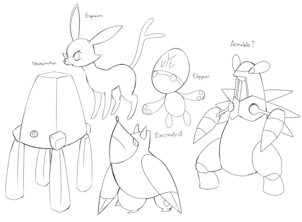 Had a VERY FUN session of Blind Pokemon Drawing, where we describe the pokemon to each other and try not to give it away, with @Truegreen7 and these were the results!!

the. questionable results 