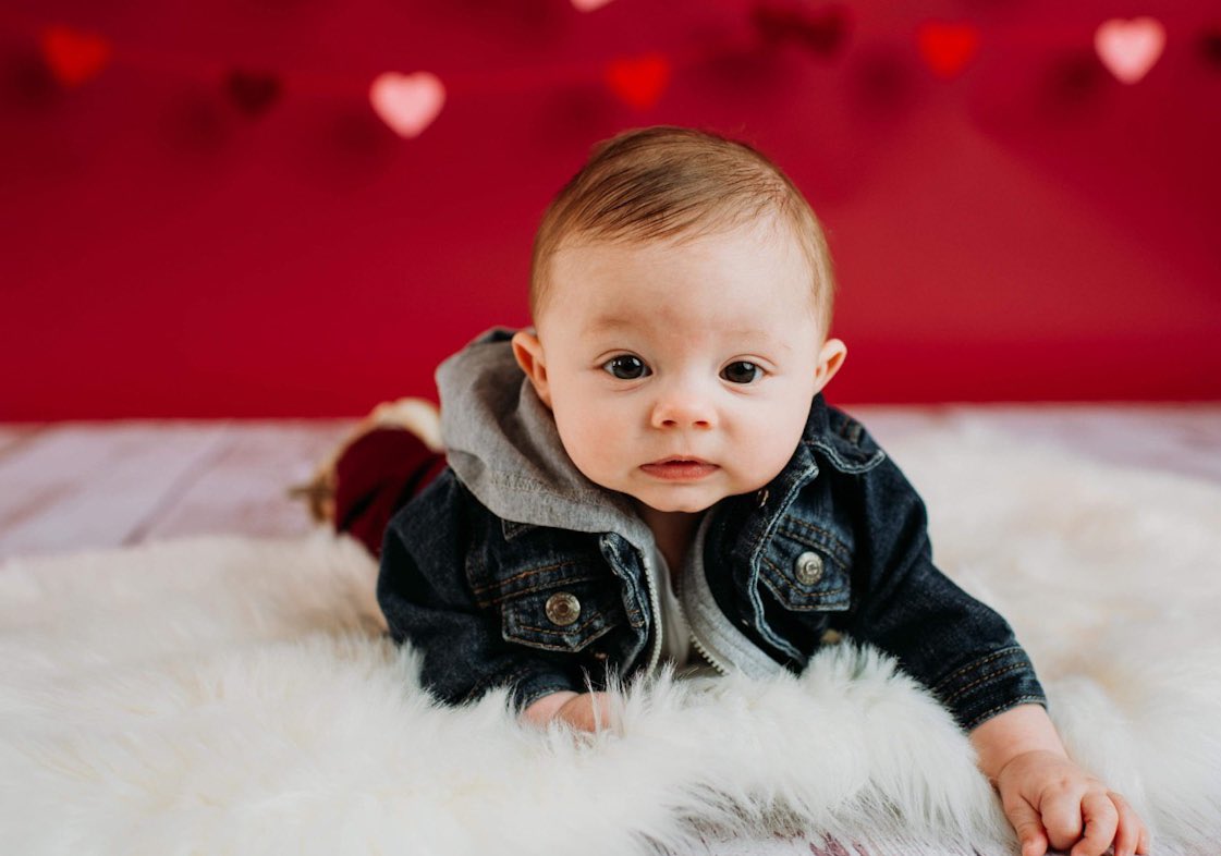 TreasureBlevins's tweet photo. We celebrated our little valentines day tonight with a cute movie upstairs, heart shaped pizza, chocolate covered strawberries and cuddling with our baby and doggie! I love this sweet life! 
Also enjoy this cute picture of Tate!! How did we make such a cute baby?!!😭❤️ https://t.co/SH3UjkVEr7