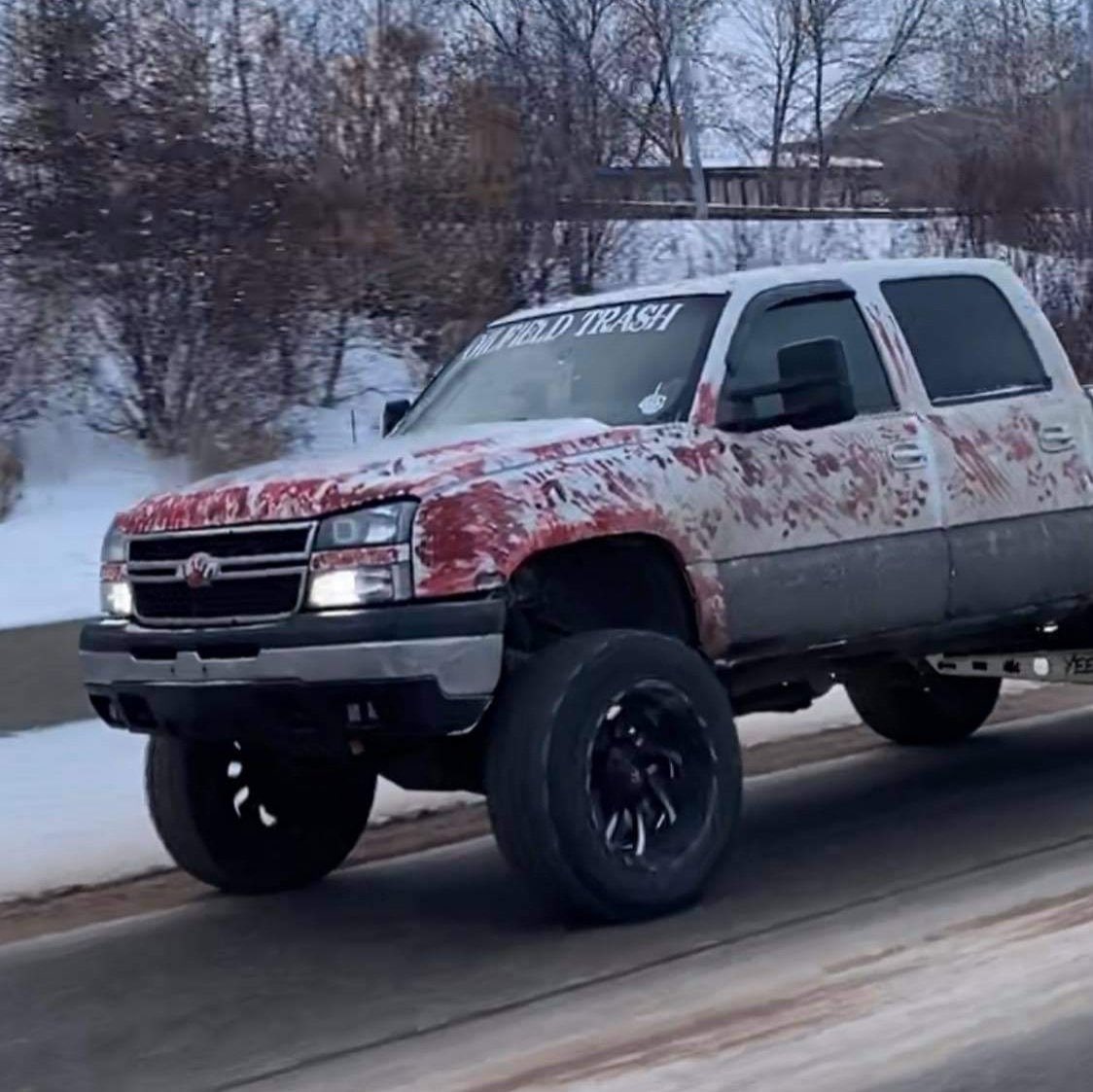 February 12, 2021Edmonton, AlbertaThis is Alberta. Look at the paint job. Read the stickers.The original share of these images notes that the woman who took the photos was threatened with becoming “the next MMIWG”.