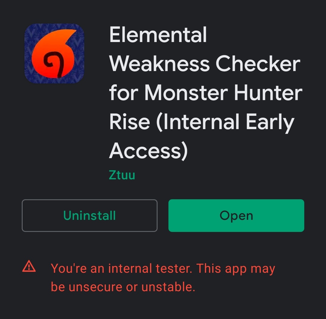 ZtuuDev's tweet photo. Updated my app icon and I'm so much happier with it! I think I'm just about ready to come out of internal testing and go public! #MonsterHunterRise #playstore #GooglePlay https://t.co/Uw84CMBAYv