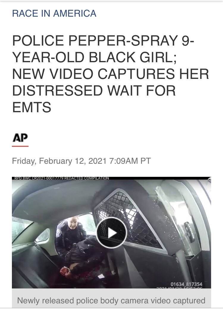 This story is so sickening it makes my blood boil! No nine year old girl should have to endure being pepper sprayed for several minutes while being handcuffed. #blacklivesmatter #rochester #nojusticenopeace✊🏾