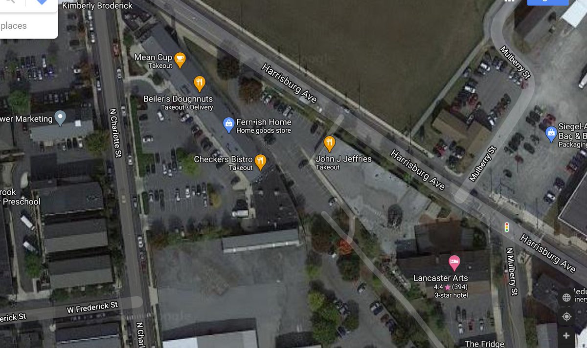 But there was a track that swung down into the city. I imagine it was for freight, and it has been taken out. Part of it is now a linear park, but parts of it are evidenced by buildings that are angled from the road. But they are perfectly aligned with the track right of way.