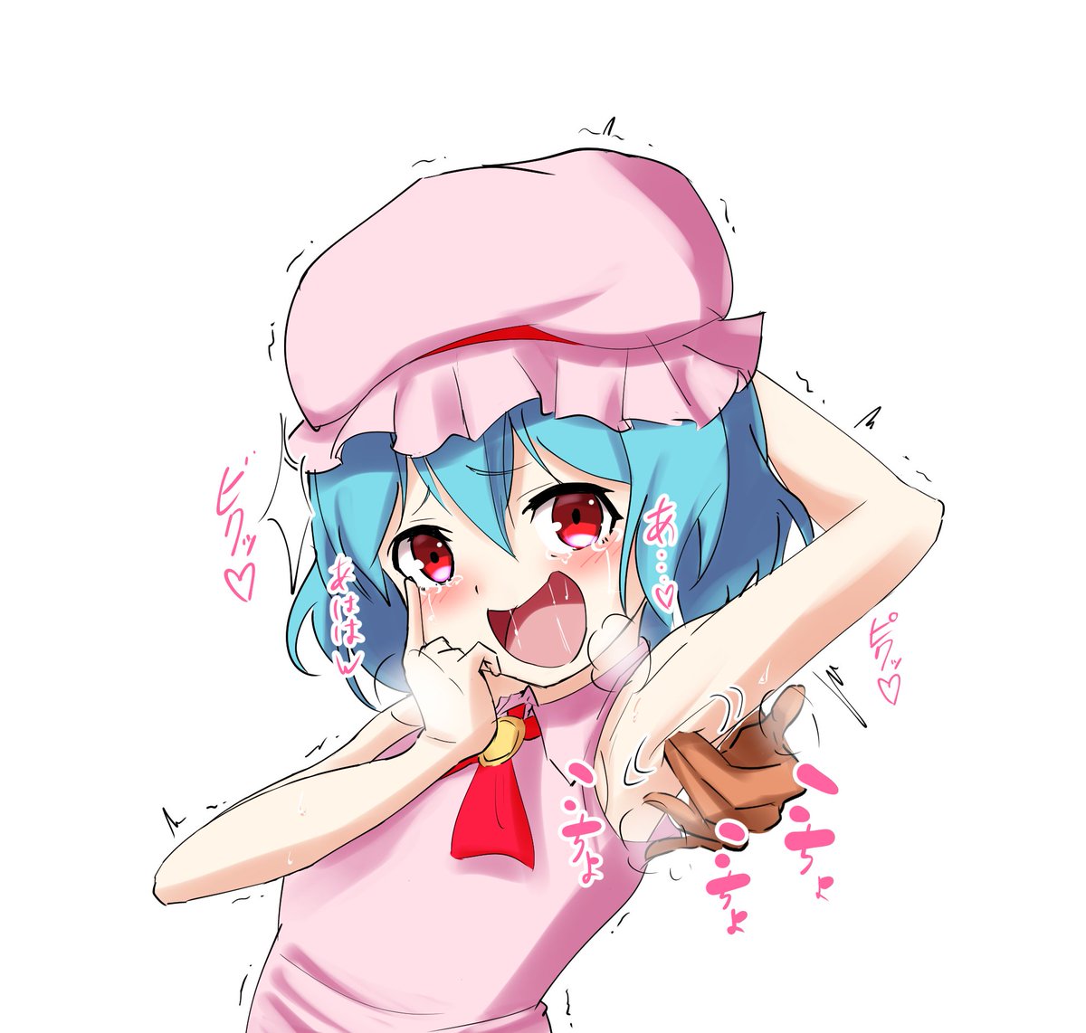 親戚のレミリアちゃんが遊びに来て最近撮った写真を見せてくれました📷え!?これがレミリアちゃん!?写真だと雰囲気違うね～👀って言いながらレミリアちゃんの腋をこちょこちょしてあげるイラストです🤤(キリッ😠からの即堕ち好き🤣) 