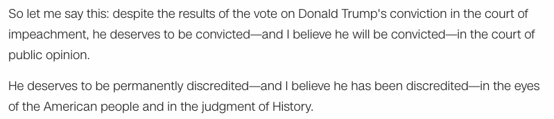 And right on cue,  @SenSchumer. We lost but actually won in "the judgment of history" as if we elect these people to become mascots of history.