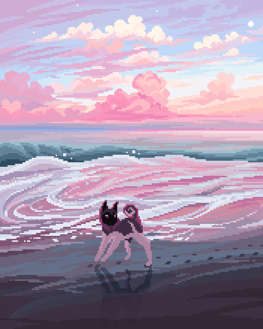 16pxl's tweet photo. pixel art w my puppy bento for #LovelyLandscapes https://t.co/xLaXRtrUGq