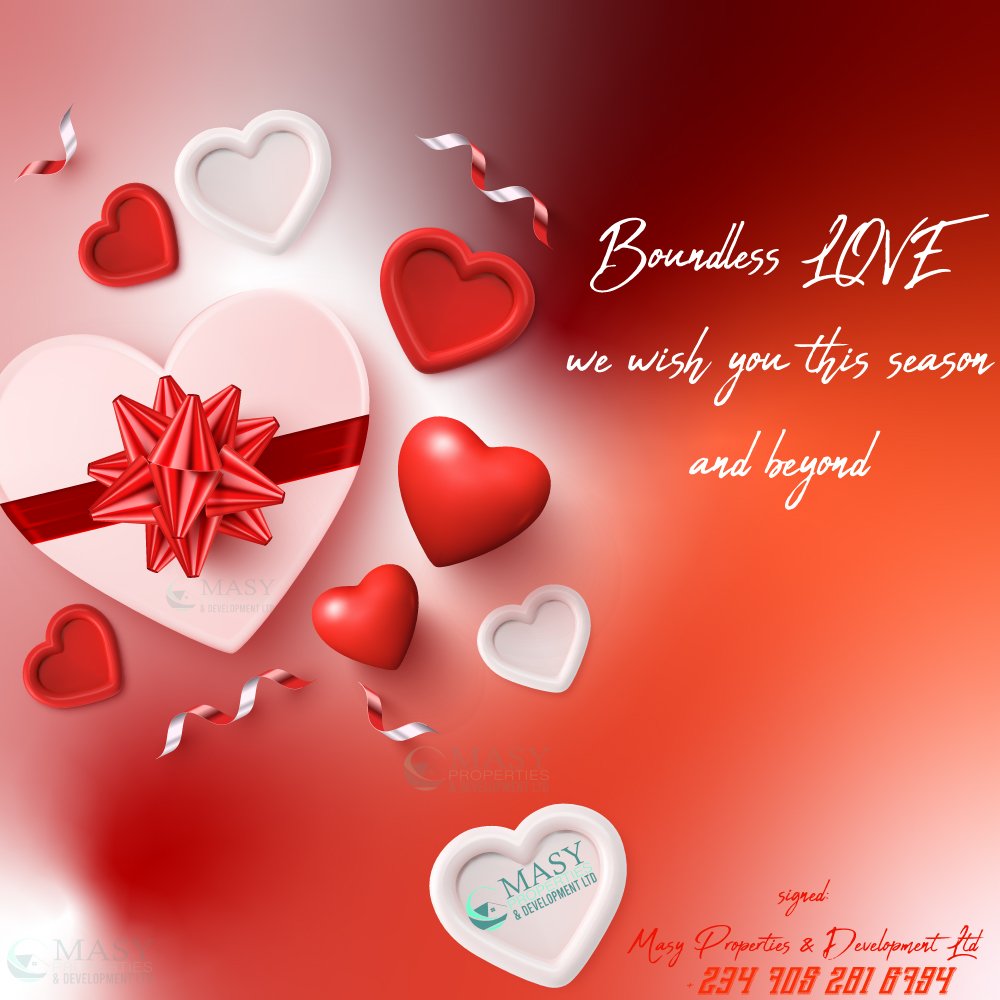 Masyproperties's tweet photo. Masy Properties & Development Ltd wishes you boundless LOVE this season and beyond
#Valentine2021 #bemyval #mrmacaroni #masyproperties #lagosrealestate #realestate #lekki #realestateagent #nigeria #ibejulekki #lagosnigeria #instablog #nigeriarealestate #realtors #lagoshomes https://t.co/e8EbneJoQD