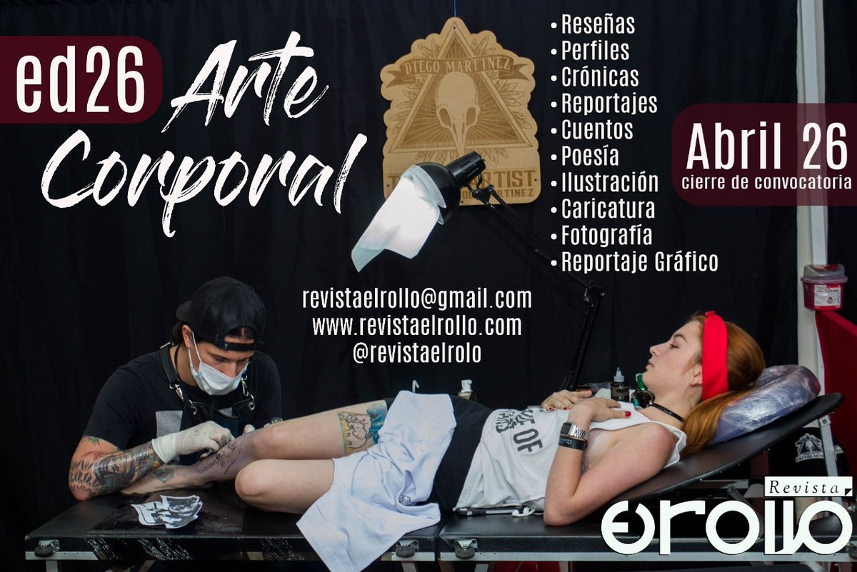RevistaElRollo's tweet photo. #Ed26| Hoy hacemos lanzamiento oficial de nuestra convocatoria para la próxima edición de la Revista El Rollo. Para esta edición vamos a abrir el #Rollo del tema del #ArteCorporal
#ElRollo #26 #2021 https://t.co/cb13j1fQA4