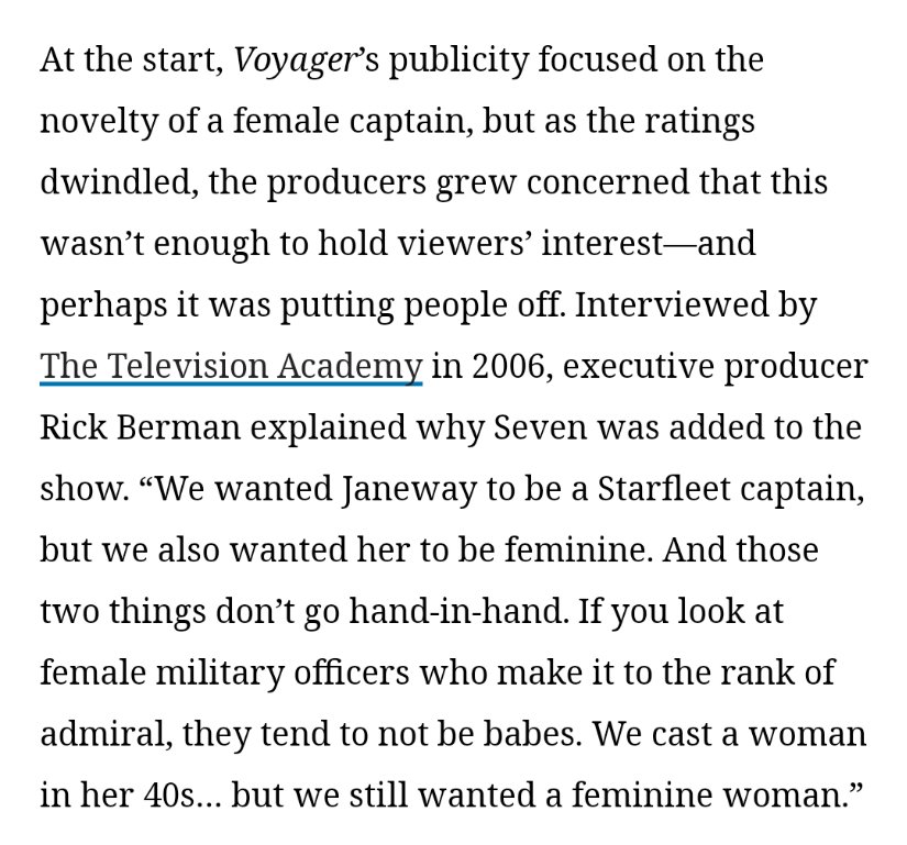 Notably, he is responsible for demanding female actors be "sexed up" in various ways including Jeri Ryan's catsuit and padding Terry Ferrell's breasts.