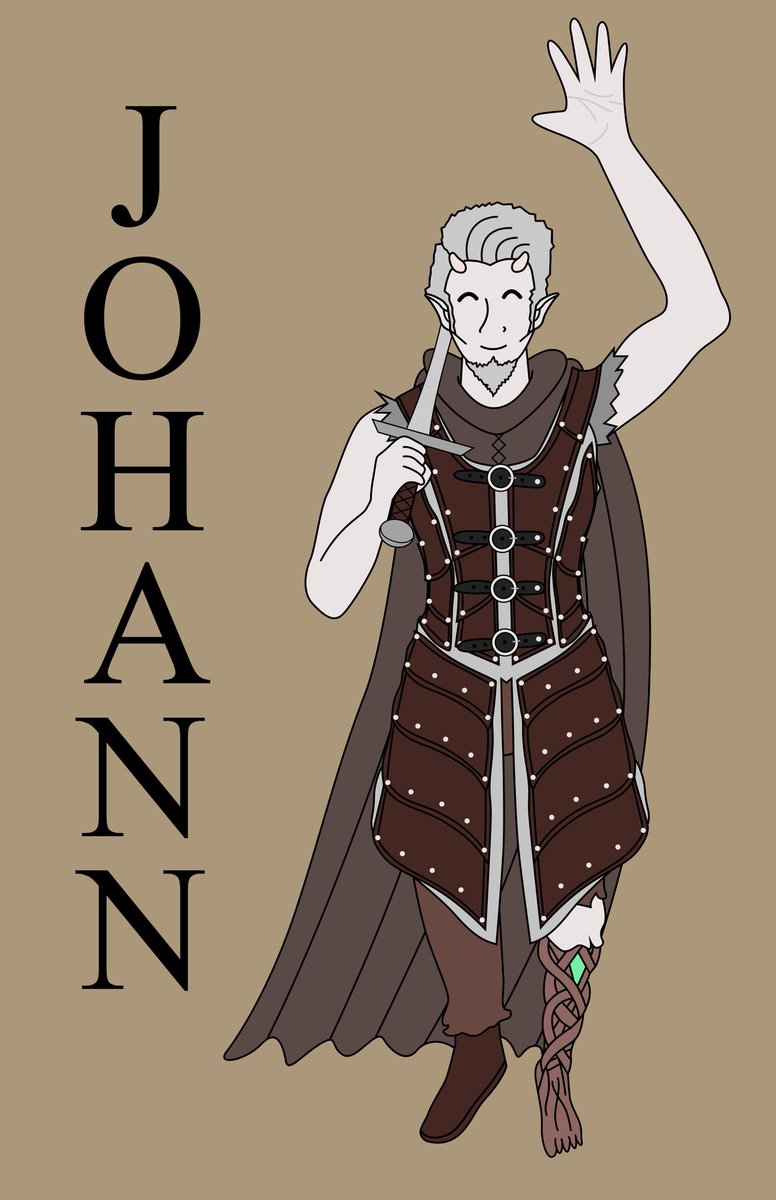 Jonathan_1791's tweet photo. This is my DnD boi. He lost his leg so thats why he has tree leg. Also I cheated by tracing an irl leather armor thing.
#adobeillustrator #DnD #dndart #tiefling #art #digitalart https://t.co/RnpmXuekPM