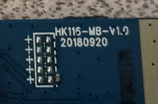 The PCB identifies itself as HK116-MB-V1.020180920, which is surprisingly far back. I thought this was a relatively new product, but maybe not.
