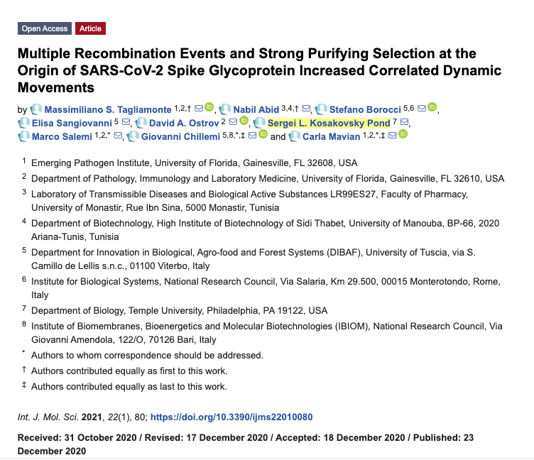 I've never seen Taylor parroting chinese zoonosis freakshow-propaganda, unlike Sergei Pond. Period.  https://www.ncbi.nlm.nih.gov/pmc/articles/PMC7302214.1/ https://www.mdpi.com/1422-0067/22/1/80/htmAnd I didn't look very deep into James Taylor's & Sergei Pond's publication roster, you can clearly see the patterns immediately.