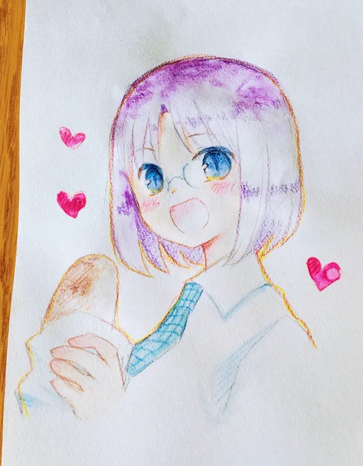 子供が水彩するというので私もエルマ描いた。