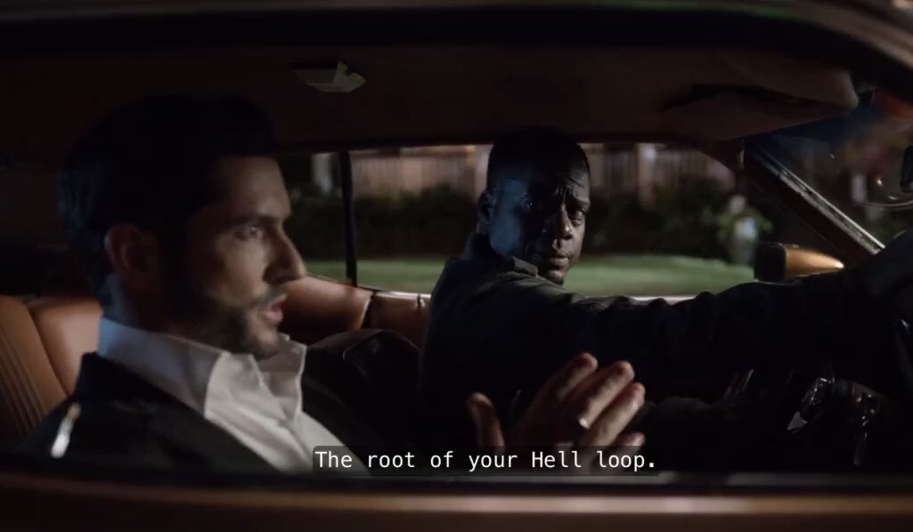 We then see the root of Mr SOB’s Hell loop. The door to escape. All he needs to do is walk through the door to be with his familyLike Mr SOB, all Lucifer needs to do to be allowed back into Heaven to see his family is forgive himselfThe house = Heaven