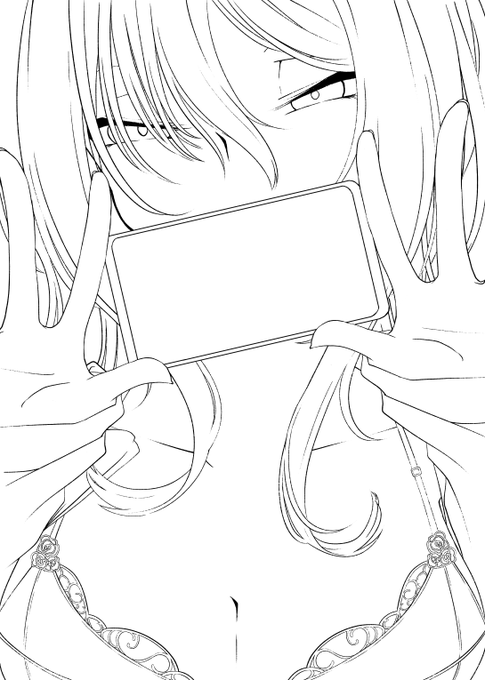 エッ自撮り本表紙線画 