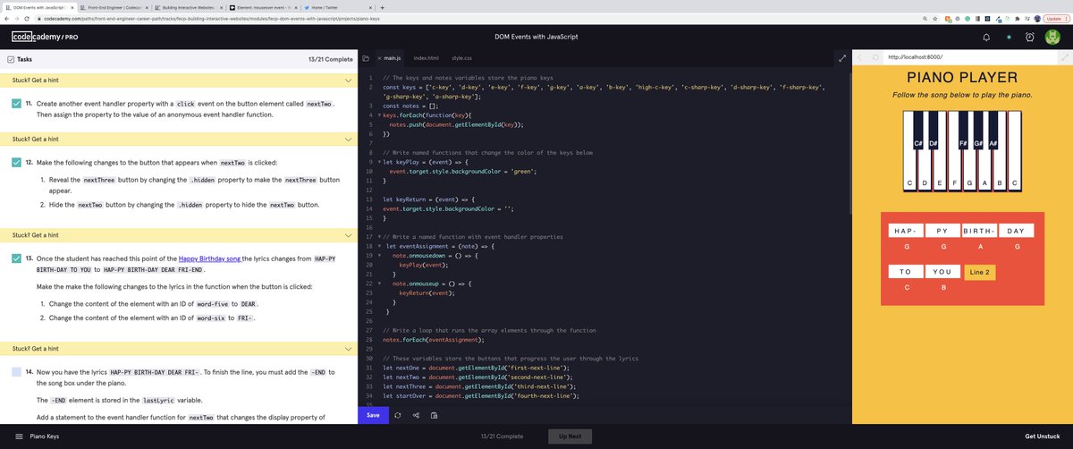 mwoolfdev's tweet image. Day 18 of #100daysofcode still working through event handlers. Had a pretty lazy day overall as I only put an hour in (got sucked into a docuseries about the Cecil Hotel) but I made some okay progress. I think I'm going to start reading #eloquentjavascript in my free time.