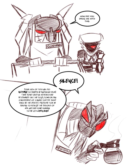 Devastator attempts to woo his lady with the help of friends, caffeine, and fanfic writers #bionicle 