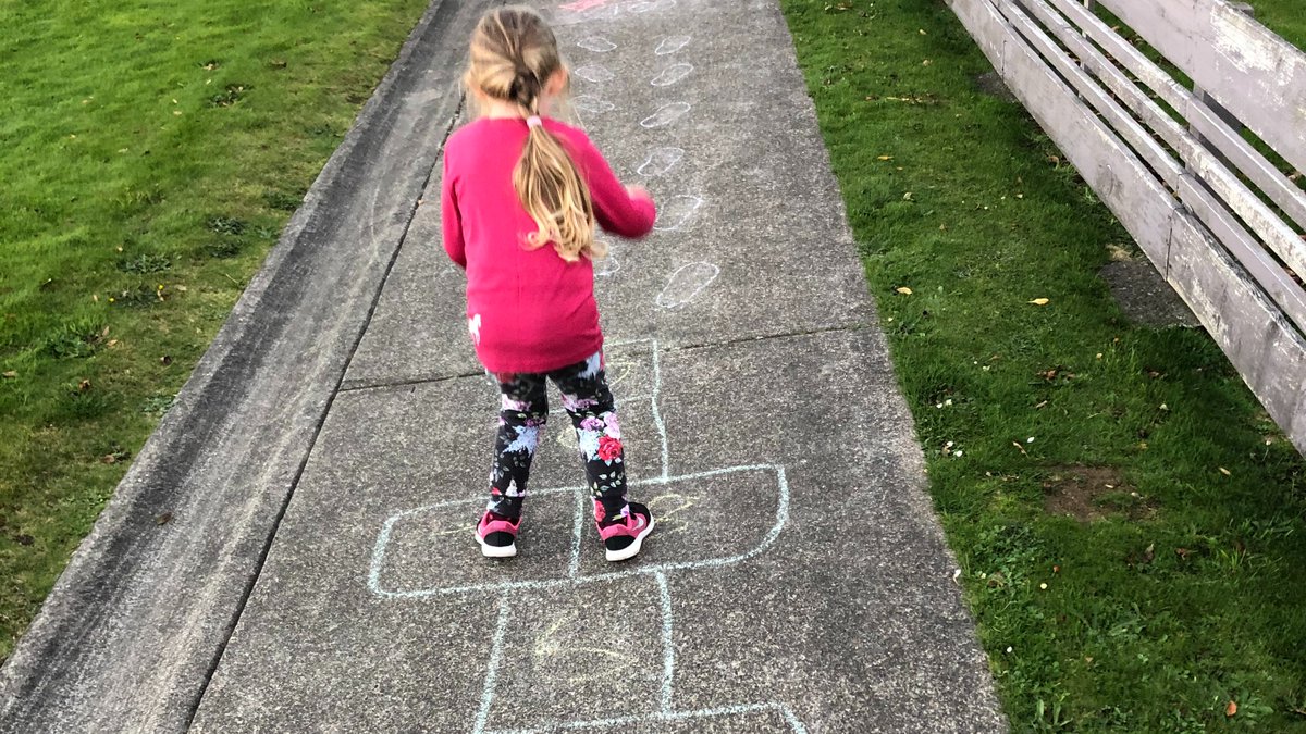 We can all play a role in supporting kids' social wellbeing through supporting our own neighbourhood connections - hand-delivered mail in letterboxes, messages in windows, chalk drawings, participating in the NZ Bear Hunt all made a difference (photo from "Rosie")