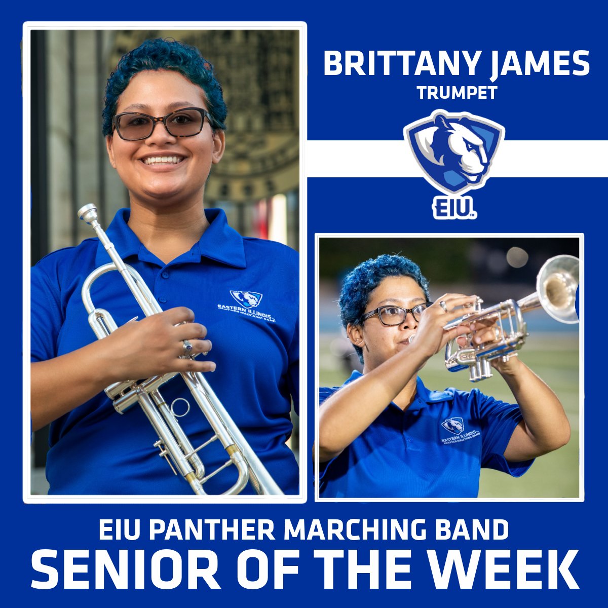This week's senior of the week is Brittany James!

Brittany is a trumpet player in the Panther Marching Band!

#WeArePMB