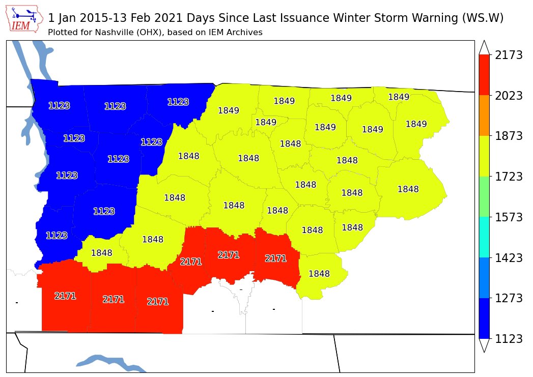 It's been 1,848 days since our last Winter Storm Warning. Will the streak end tomorrow?

A Winter Storm Warning is issued when 3" of snow is expected in the next 12 hours, and/or 5" in 24 hours, and/or a half inch of accumulated sleet/ice is incoming.