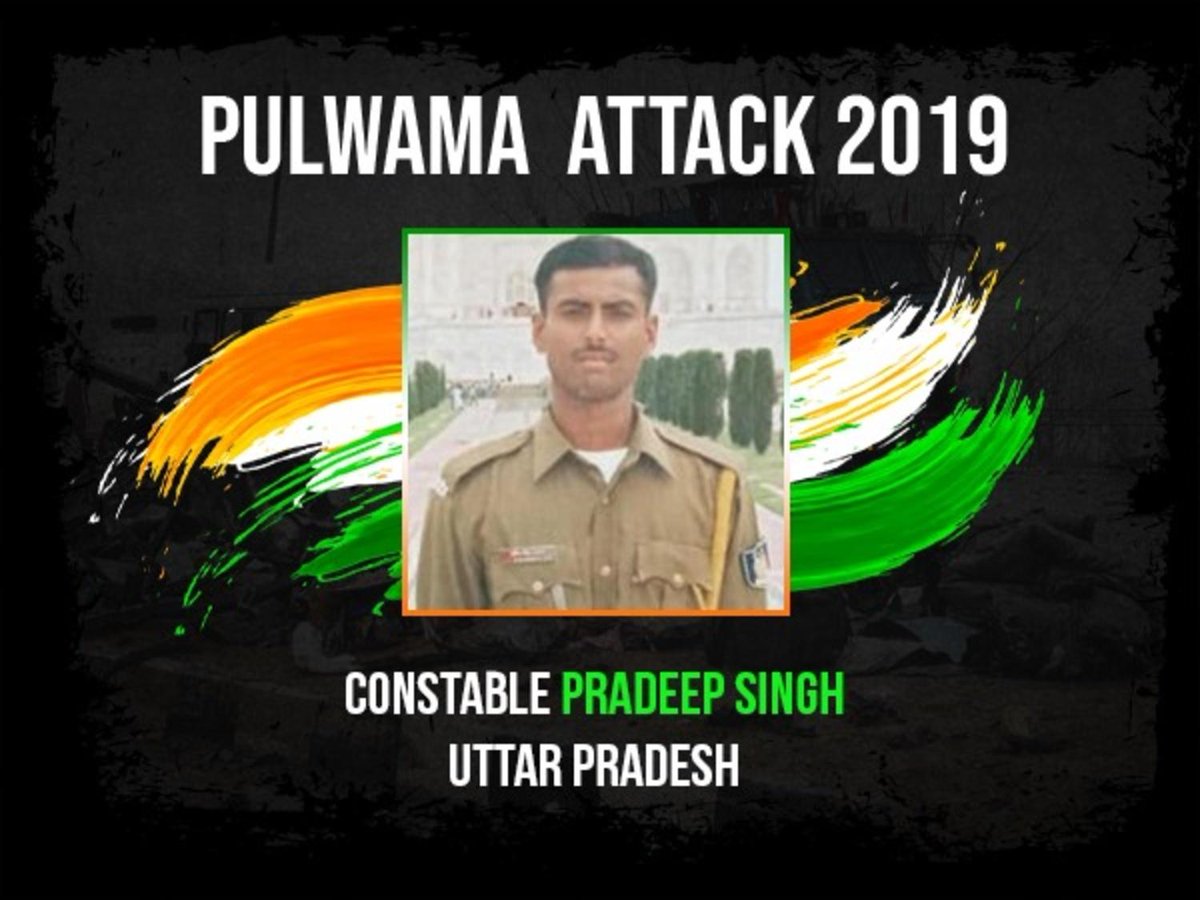 Pulwama immortals- 20Salutes toCONSTABLE PRADEEP SINGH"I was talking to my husband on the phone when I heard a deafening sound from the other side, seconds after which there was complete silence and the call got disconnected" imagine the pain of his family #KnowYourHeroes