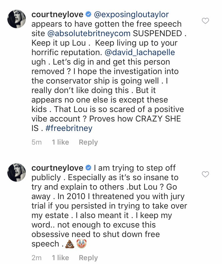 Lou wasn't satisfied with only Britney as a forced client. In recent years, Courtney Love has revealed that Lou Taylor tried a conservatorship on her as well. In 2009, a couple months shy of turning 18, Frances Bean Cobain's custody was taken from Courtney by Jamie's legal team.