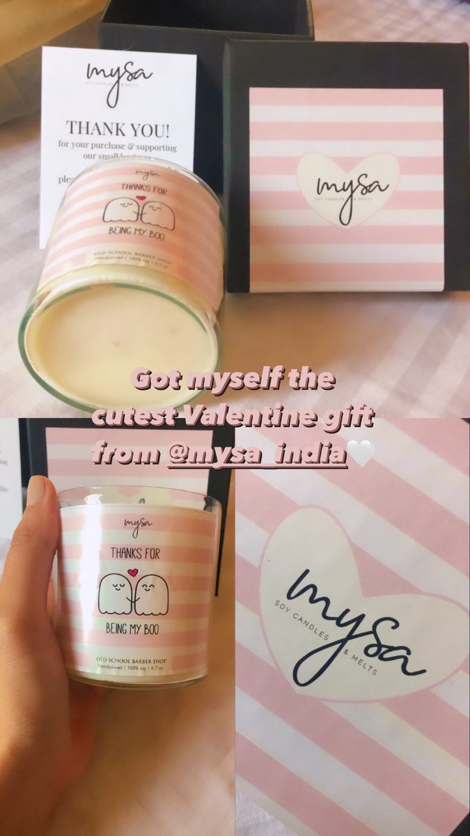 my mum makes hand poured candles that are super cute and super lovely! They’re vegan and cruelty free! In case you’re looking a super cute gift and want to support a small business, shop from Mysa! 

instagram.com/mysa_india?igs…