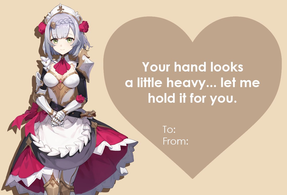 Genshin Impact Edits Hiatus Until 5 19 On Twitter Requested Noelle Valentine S Day Cards