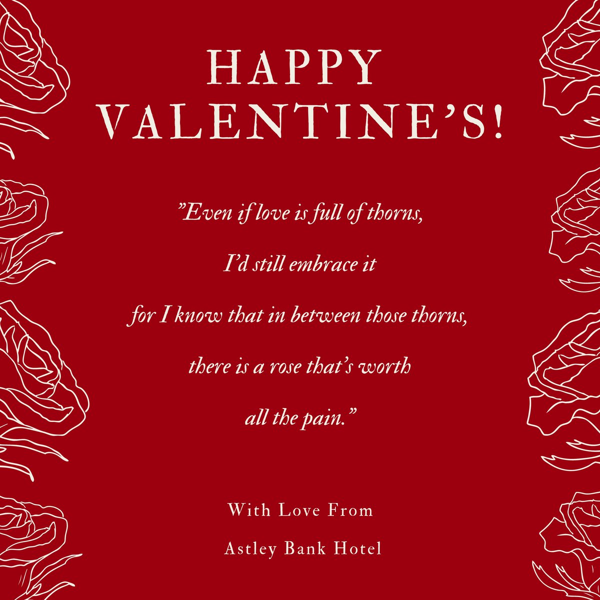 We hope you stay connected at heart for years to come and that you’re still falling for each other every single day. Happy Valentine’s Day. #astleybankhotel#astleybank#love