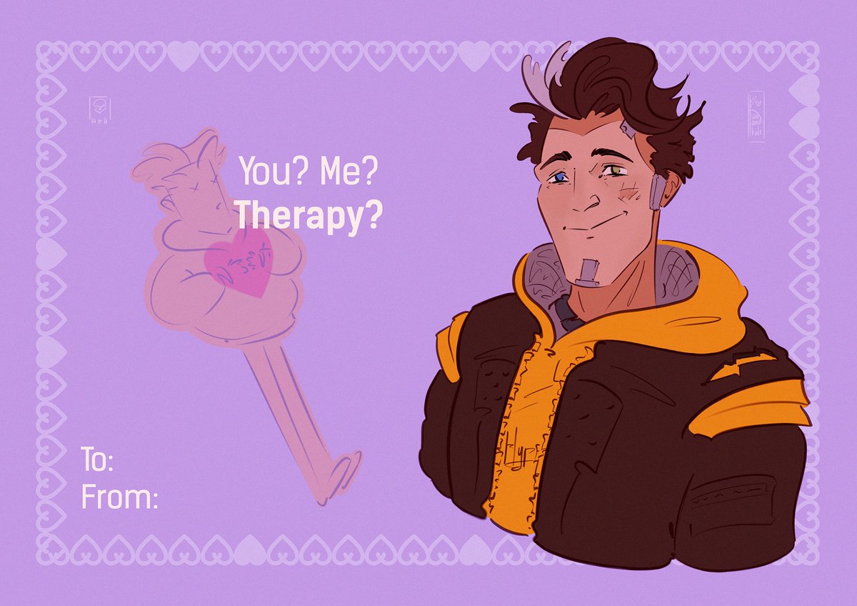 Happy St Valentine's day! 
Love, Tim (NOT JACK) 💗

[ #TimothyLavrence #HandsomeJack  #borderlands #valentinecards #Раняart ]