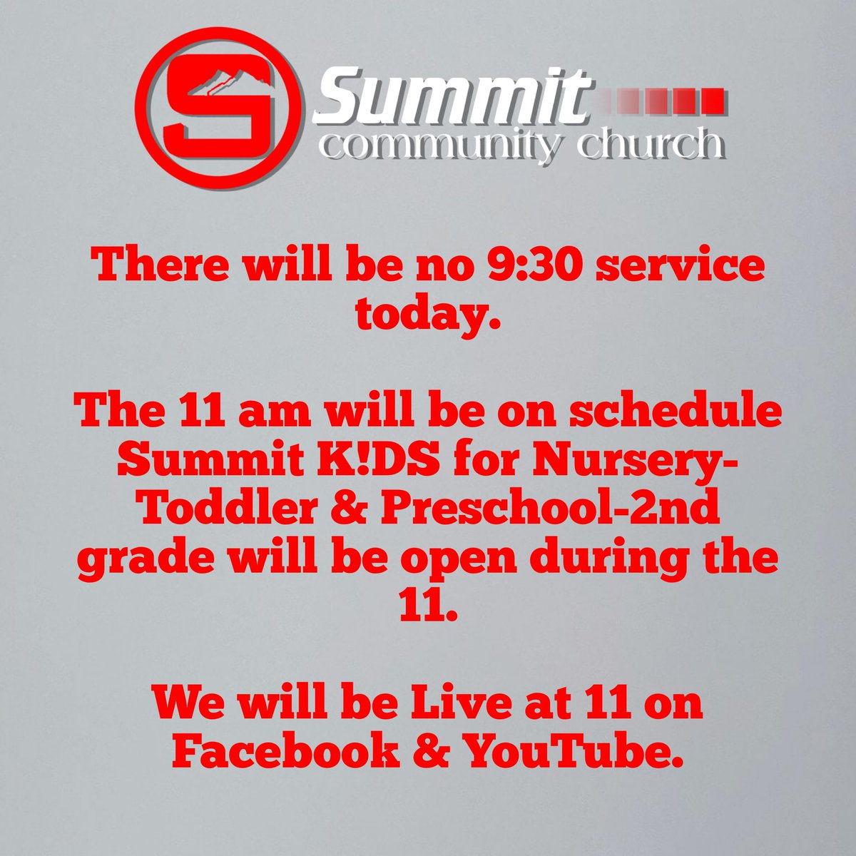 summitcchazard's tweet photo. Due to road conditions this morning, here is a change in our morning service times for today 👇👇👇👇 https://t.co/wsVFlWCEim