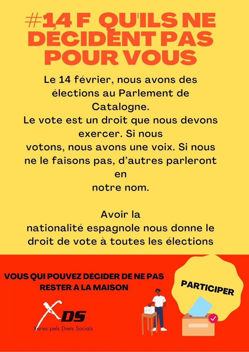 EscuSolidaria's tweet photo. #14F Que no decideixin per tu.

Tu que pots decidir, no et quedis a casa.

PARTICIPA 🗳 https://t.co/4ccztYtdKe