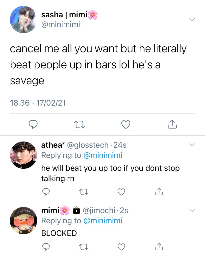 60. imagine getting blocked and ratioed by park jimin