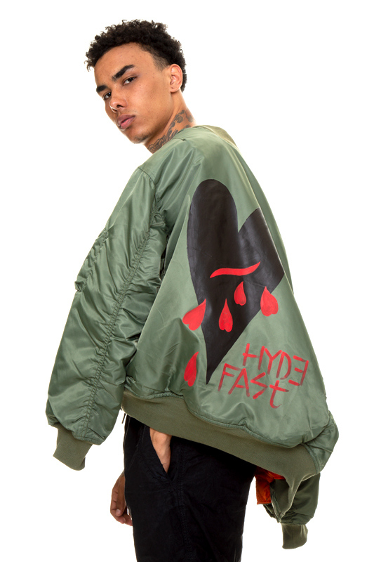 For all the bleeding hearts...we got you covered⁠
⁠
One off #009 - Bomber jacket hand-painted by <a href="/mrhydetattoos/">Mr Hyde</a> ⁠
⁠
Available at hydefastlondon.com⁠
⁠
#hydefast #hydefaslondon  #bomberjacket #valentinesday #valentines #valentinesdaygift