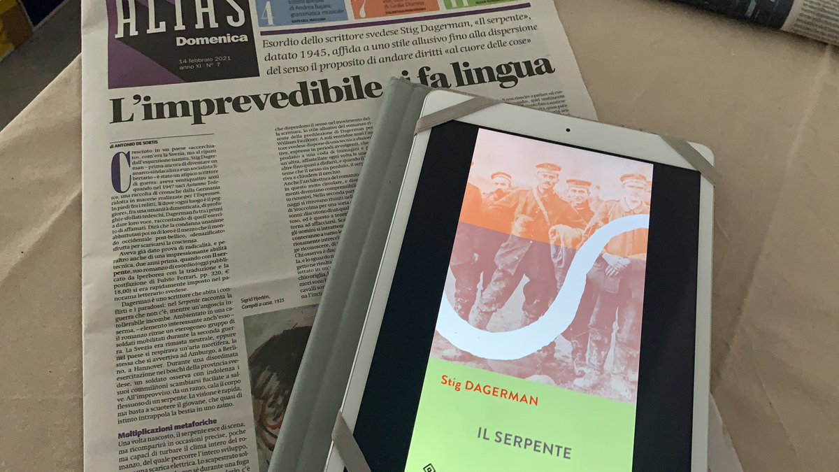 VentagliP's tweet photo. 🔹Stig Dagerman, l’imprevedibile si fa lingua
🔹Antonio De Sortis
🔹#AliasDomenica ~ @ilmanifesto 

#DiVisteERiviste #14febbraio 

#IlSerpente di Stig Dagerman 
@IperboreaLibri 

Sul nostro canale Telegram 
📲 https://t.co/POkLWxvZT6

#DomenicaDInverno su #VentagliDiParole https://t.co/wg6GNcNnjy