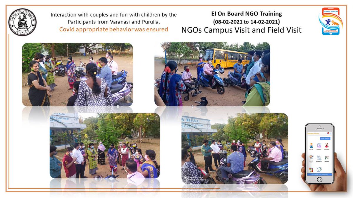 AmarEarly's tweet photo. UDBHAAS, Kiran Society, Redington Foundation and GV school are all having an excellent experience getting trained and on boarded into the Enabling Inclusion app and model. They had intensive lectures, practice sessions, campus tour and field to see the EI app program in action. https://t.co/QlPzJ9jjaF