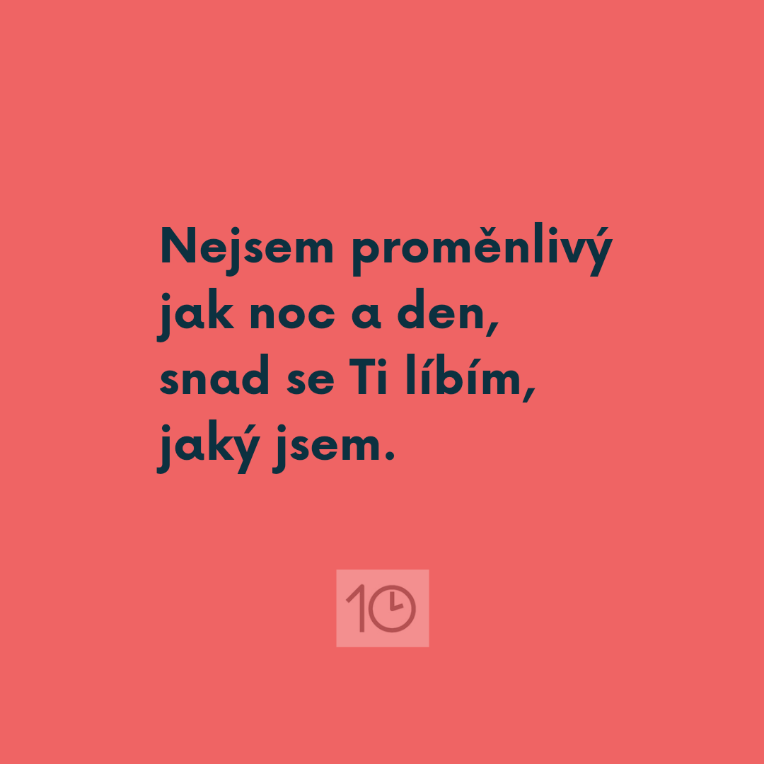 10minut_'s tweet photo. Líbit
Chci se Ti líbit,
jak jen Tě oslním?
Měl bych Ti slíbit,
něco co nesplním?
Původně https://t.co/hpIENEqUch
#10minut #basen #poem #poetry #poezie #poeta #verse #ceskebasne #czechpoetry #zivot #laska #valentyn #valentine #nezmenim #libit #jsem #valentinesday #slib #zmena https://t.co/F7zLZBwVD2