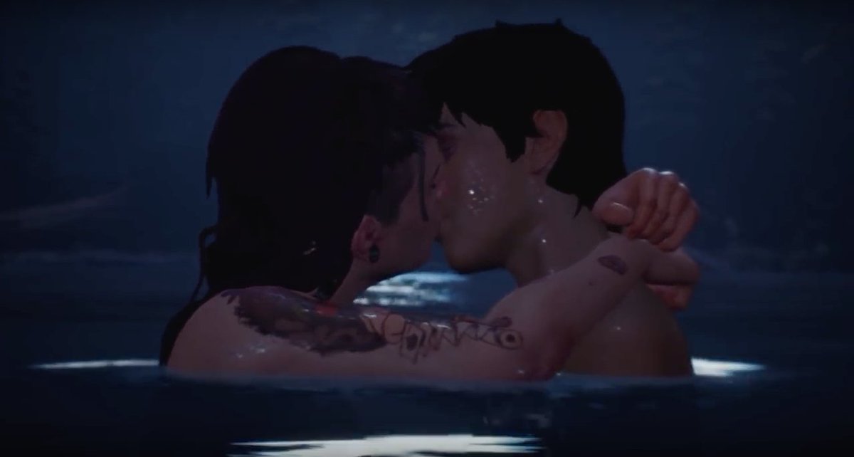 Sean and Cassidy kiss outside in the lake in Life is Strange 2. 