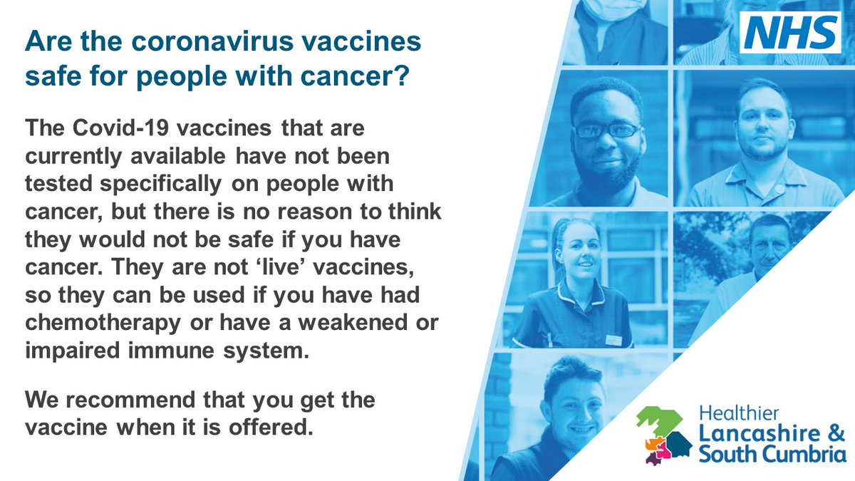 💉  The #COVID19 vaccines are not ‘live’ vaccines, so they can be used if you have had chemotherapy or have a weakened or impaired immune system. We recommend that you get the vaccine when it is offered.

Read more cancer vaccine FAQs here 👇  orlo.uk/ZCFiS