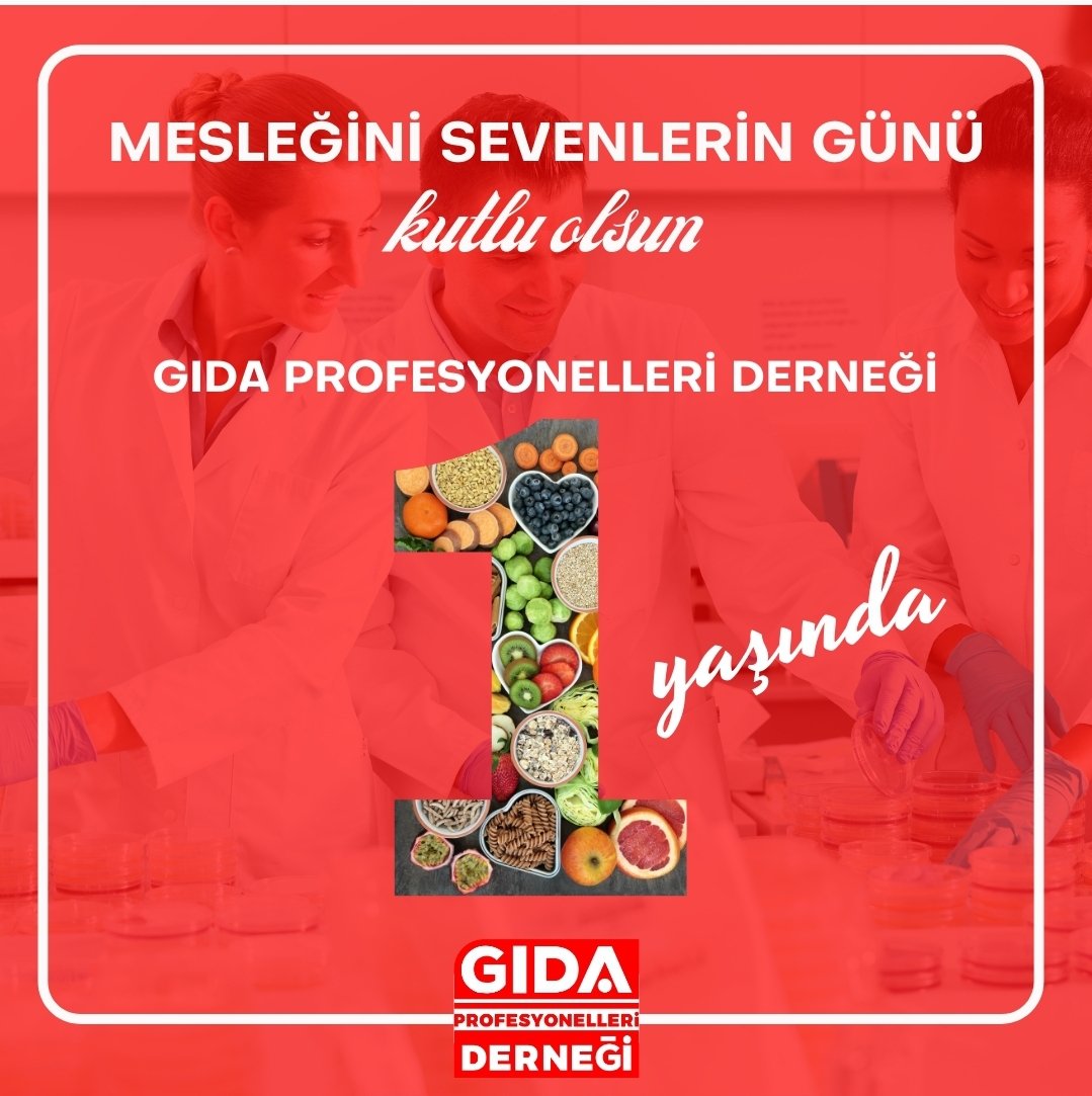 Gıda paydasında buluşan tüm beyaz yaka meslek arkadaşlarımızı kapsayan, bilimden şaşmayan, iyiniyetli ve mesleğini seven üyelerinden aldığı güçle 1 yıldır faaliyetlerine devam eden Gıda Profesyonelleri Derneğimiz 1 yaşında 🥳 Hep beraber daha nice güzel yıllara...