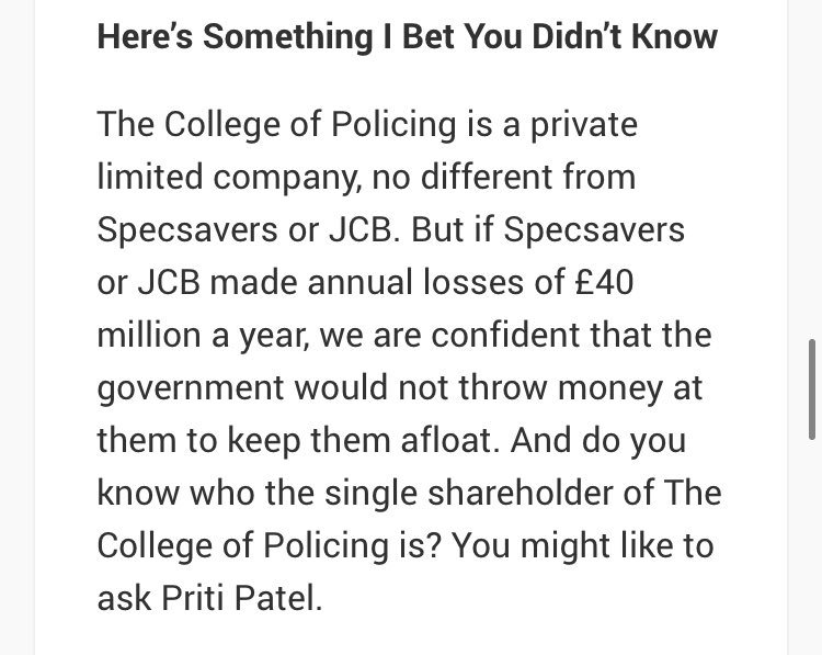 Why do we pay so much money to keep  @CollegeofPolice afloat?