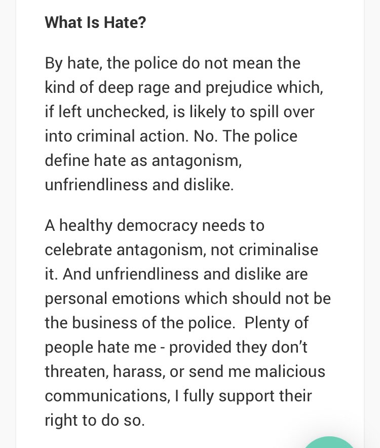 It’s now very clear to us why only a heavily redacted document about ‘Mrs B’ was initially provided to the court. Mrs B isn’t any kind of victim of ‘hate’ but rather a long standing and enthusiastic perpetrator of it. And why is any of this any business of the police?