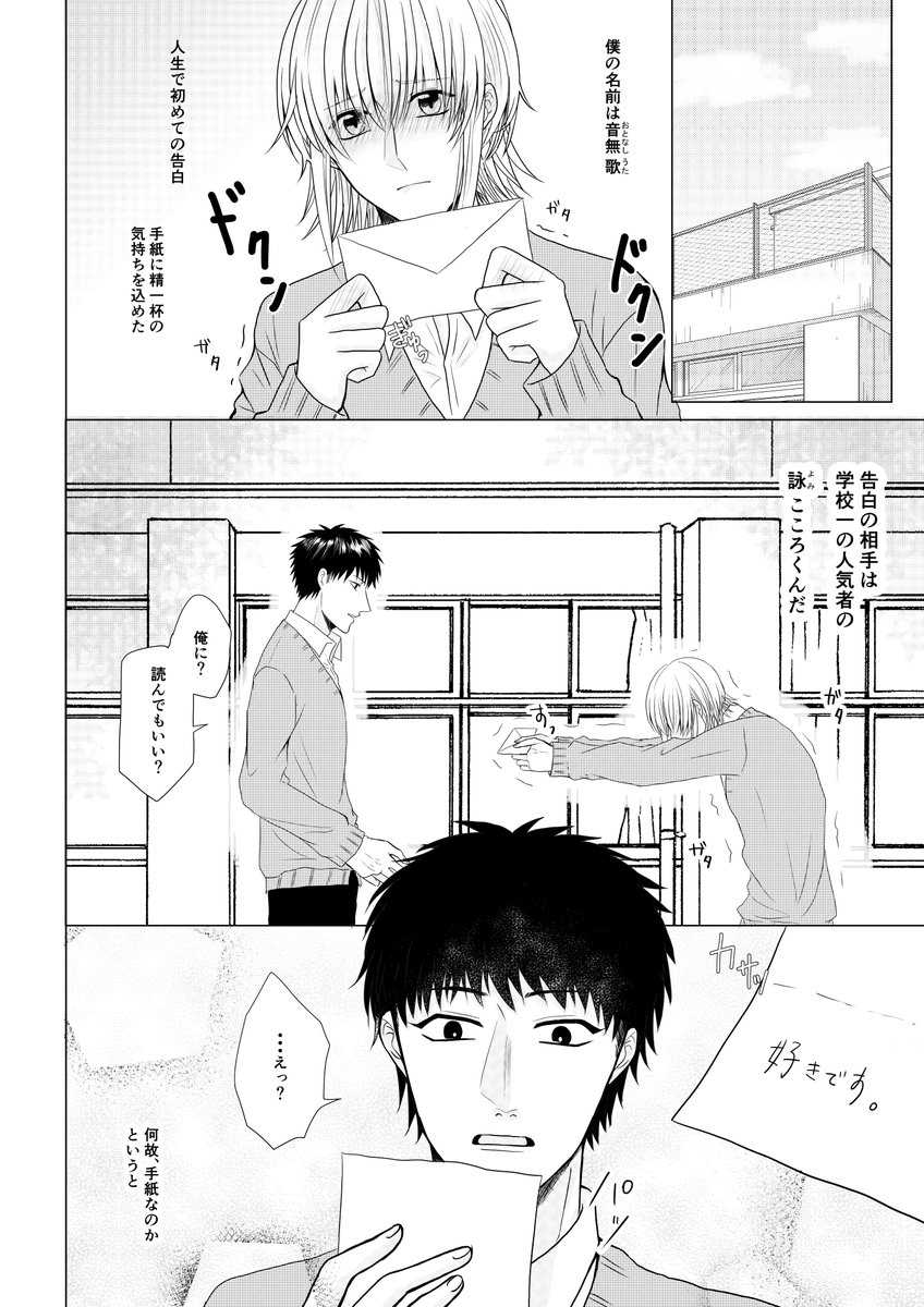 生まれつき「声」が出せない男子高校生が好きな人に告白をする話(1/9)

#創作BL #創作漫画 