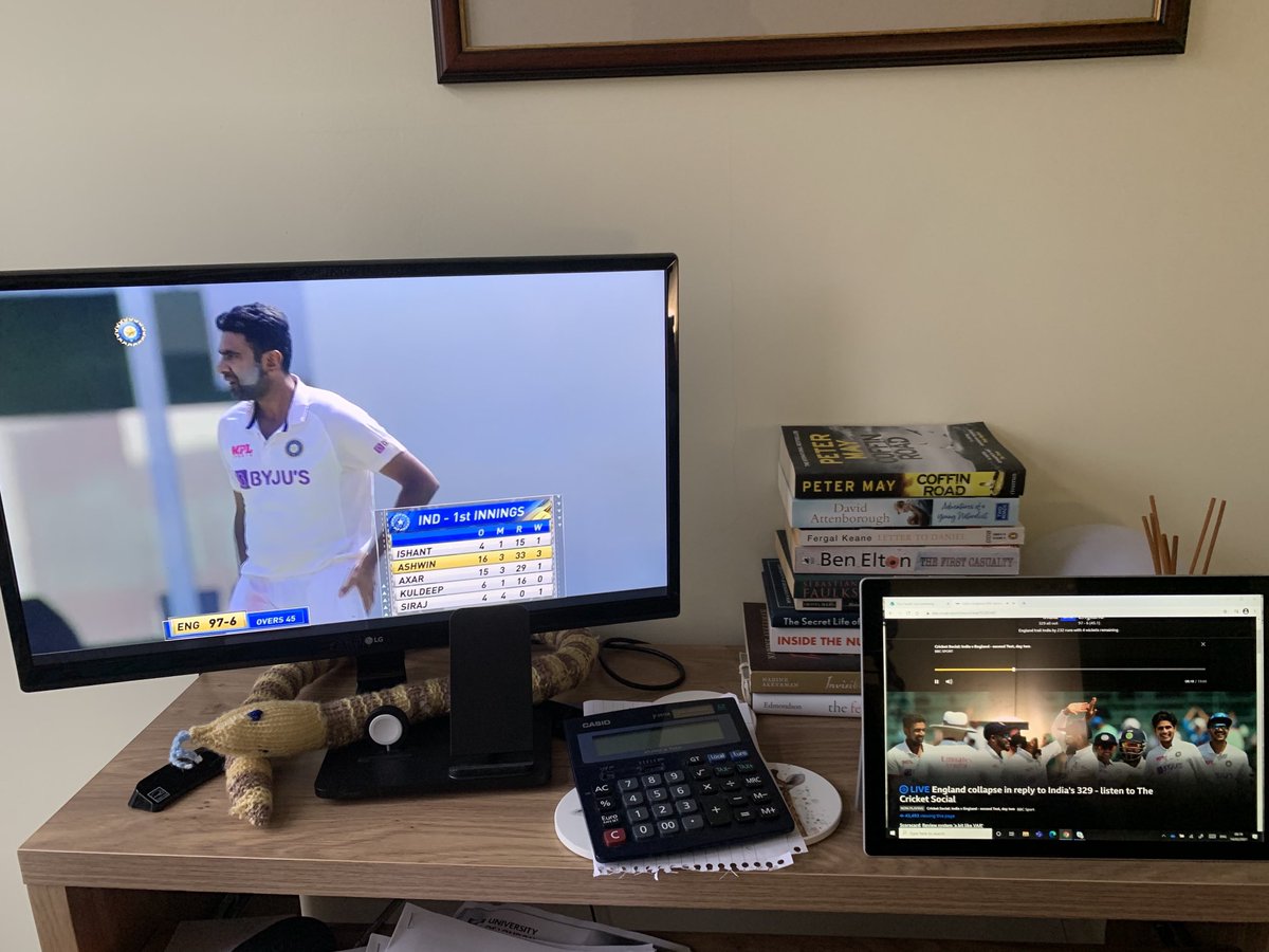lizzyc76's tweet photo. A good (best) way to spend a cold Sunday morning - test cricket on FTA and ⁦@bbctms⁩ #happiness no matter what the score. #INDvENG ❤️ 🏏 https://t.co/Dv3ioo4zat